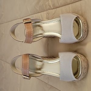 Marc Fisher soft gold espadrille wedge sandal